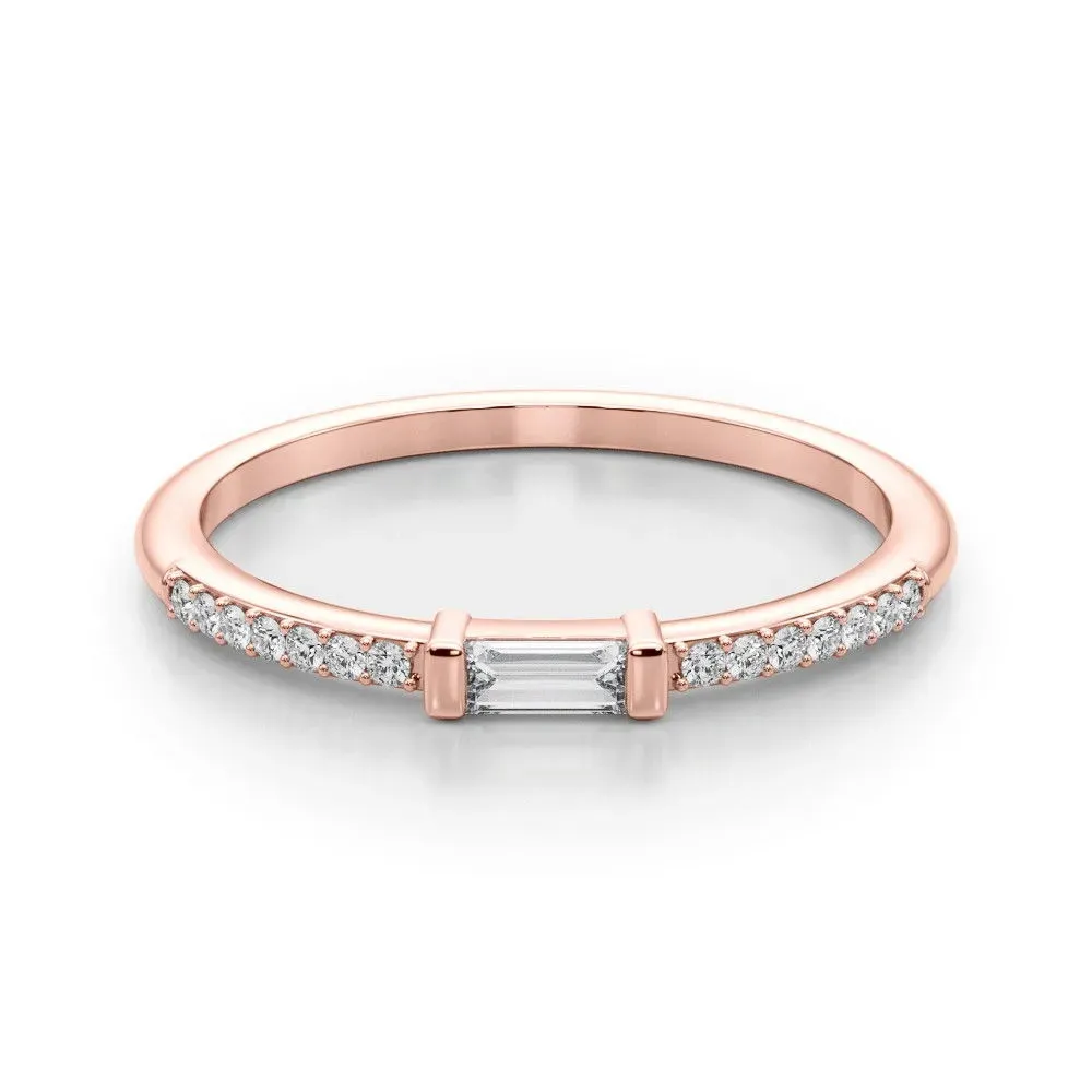 Pierścionek Baguette 0.17 ct Diament Laboratoryjny 585 Różowe Złoto