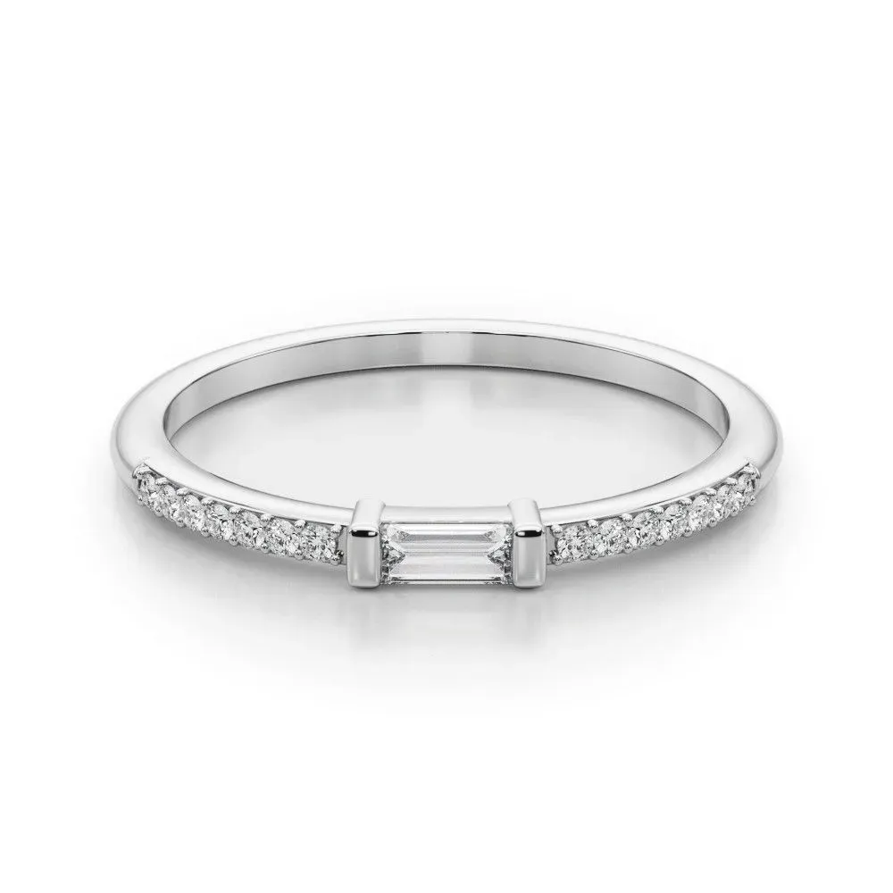 Pierścionek Baguette 0.17 ct Diament Laboratoryjny 585 Białe Złoto