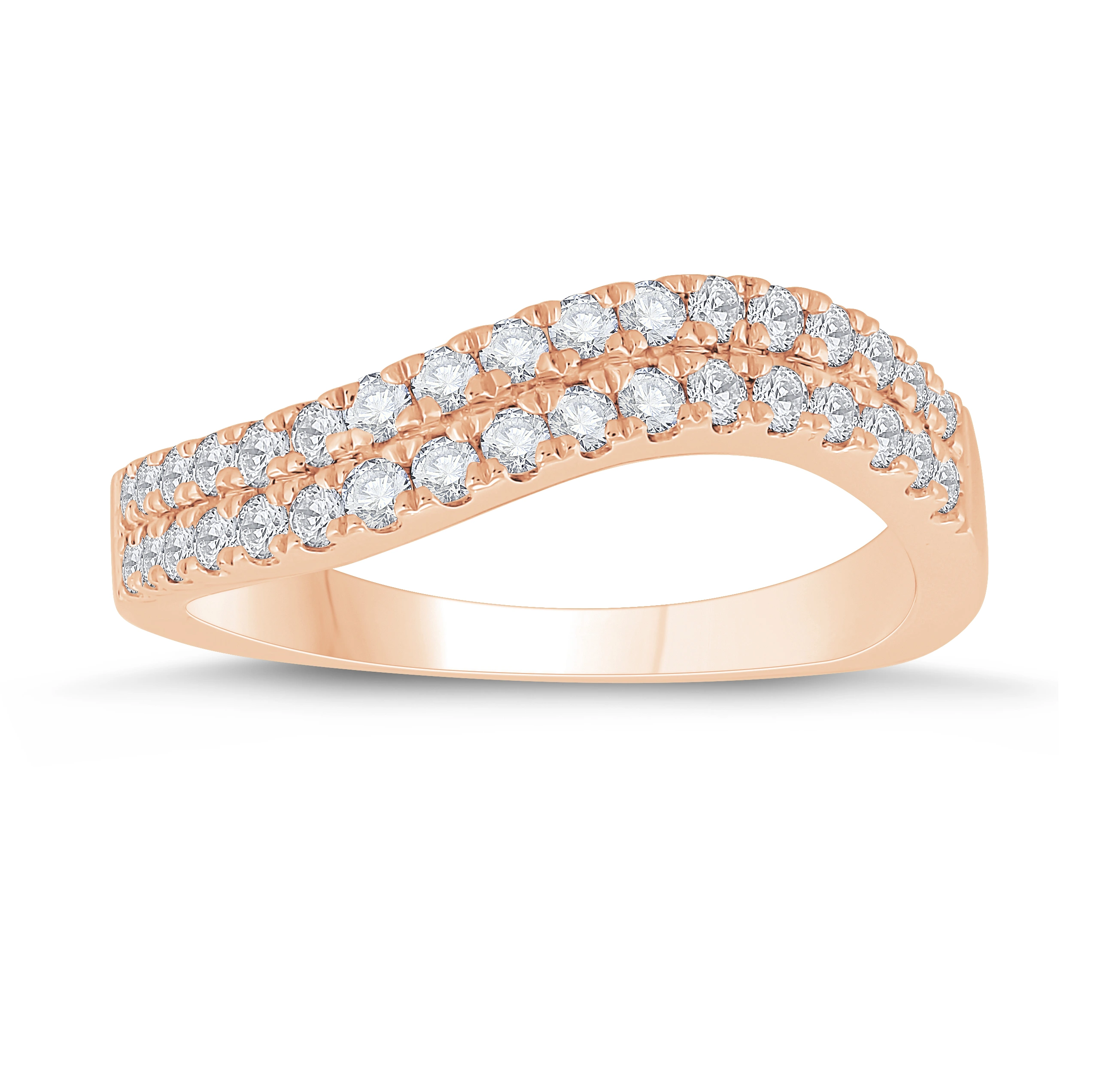 Pierścionek Diamond Wave Diament Naturalny 585 Różowe Złoto