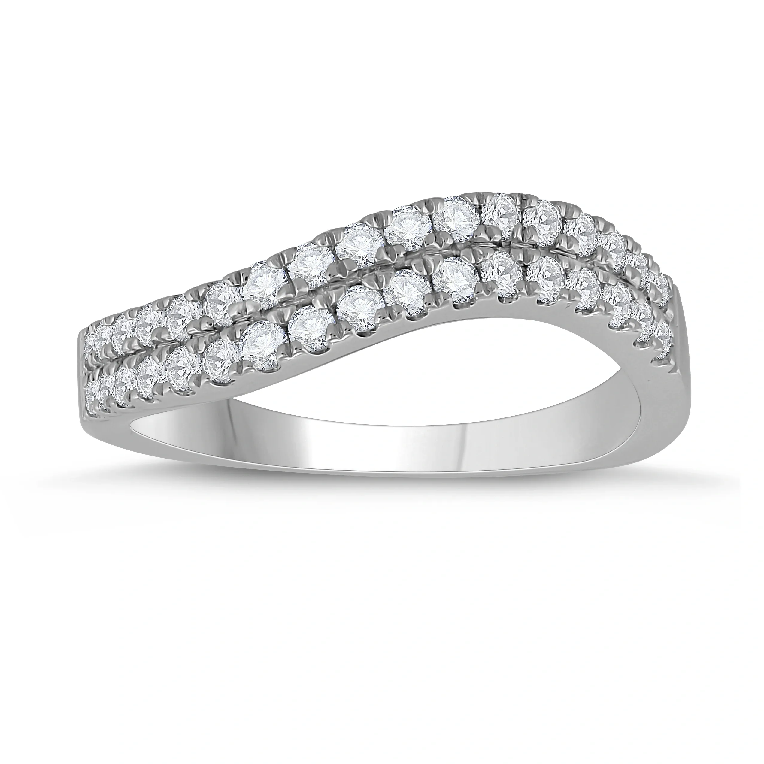 Pierścionek Diamond Wave Diament Naturalny 585 Białe Złoto