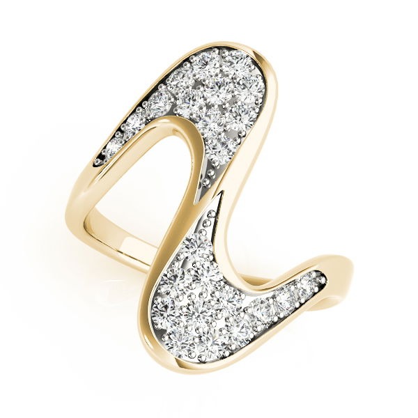 Modny Pierścionek Wave Diament Naturalny 750 Żółte Złoto