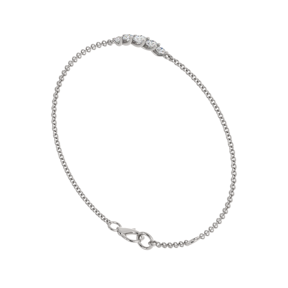 Omara.pl Bransoletka Eyelet z Okrągłymi Laboratoryjnymi Diamentami 0.50 ct 750 Białe Złoto (18K)
