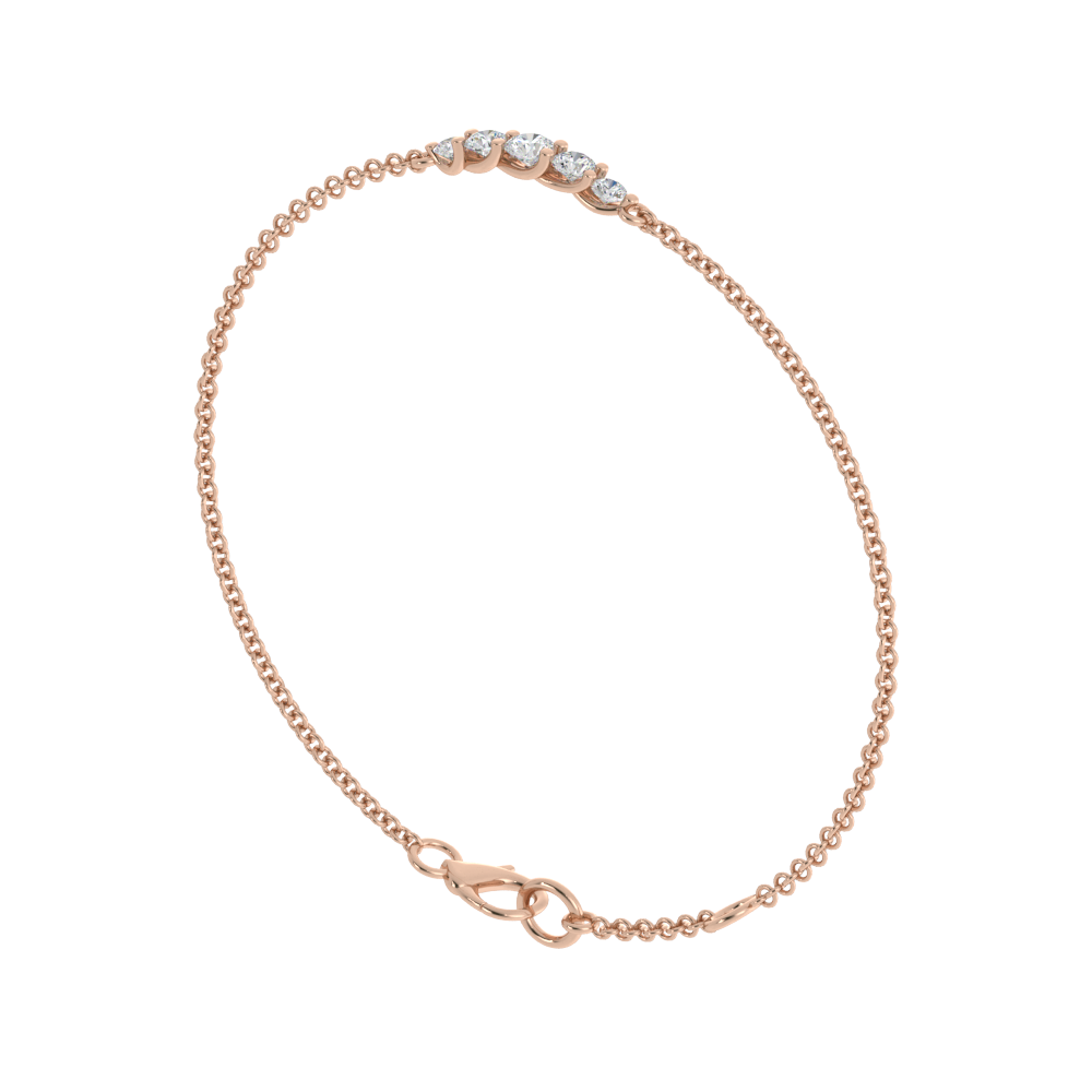 Omara.pl Bransoletka Eyelet z Okrągłymi Laboratoryjnymi Diamentami 0.50 ct 417 Różowe Złoto (10K)